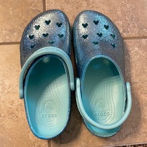 Blue glitter Disney crocs